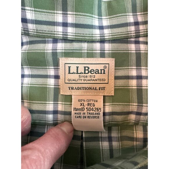 L.L.Bean Mens Traditional Fit Green Plaid Short Sleeve Shirt XL 100% Cotton - Picture 2 of 7